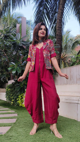 Urban Achkan Floral Maroon