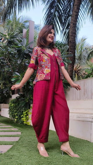 Urban Achkan Floral Maroon