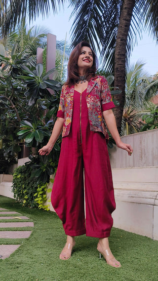 Urban Achkan Floral Maroon