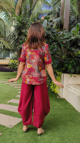 Urban Achkan Floral Maroon